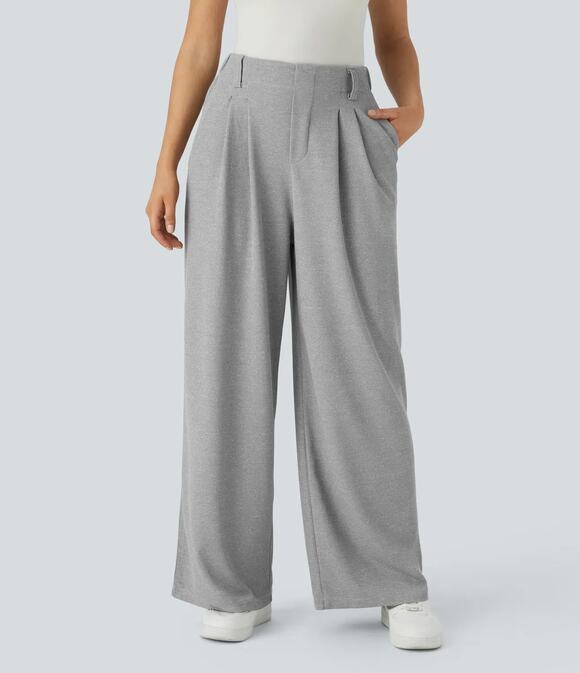HALARA Pants - Halara Flex High Waisted Pocket Wide Leg Y2K Work Pants Gray Medium A007089